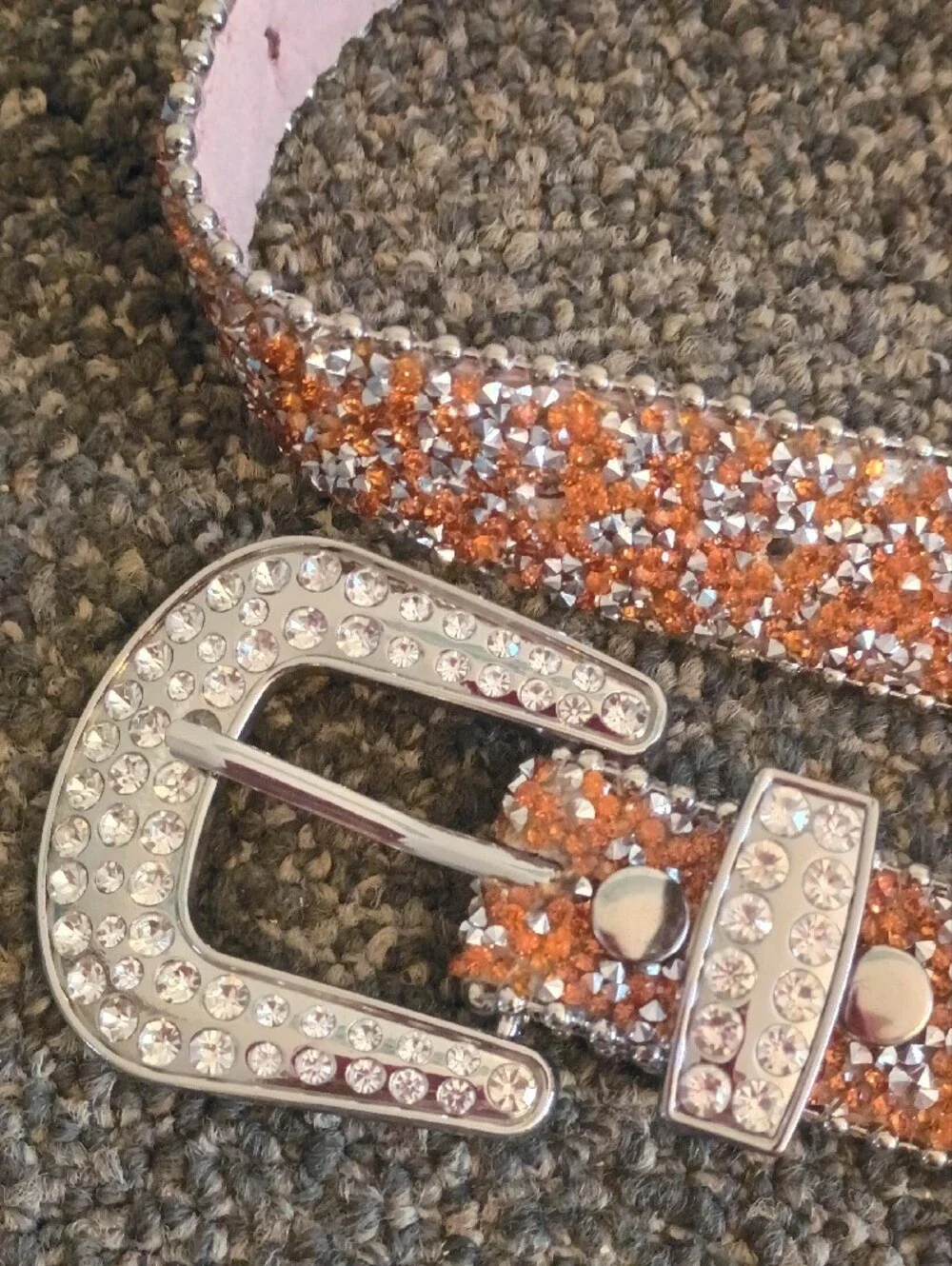 Rhinestone Embellished Orange Little Girls Size 20 Belt